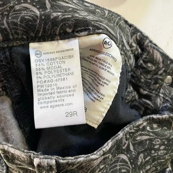 AG for Anthropologie paisley print velvet The Stevie High Waist ankle pant 29 - Picture 4 of 12